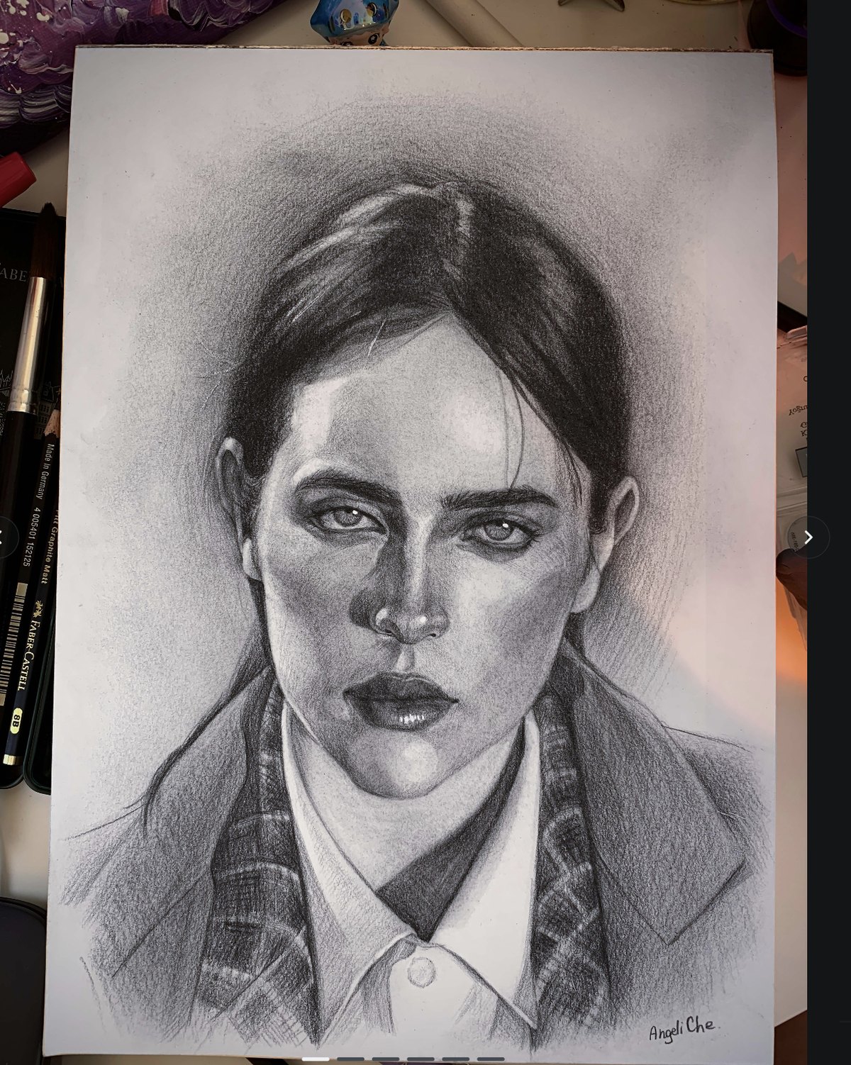 Charcoal portraits by Anhelina Chepel